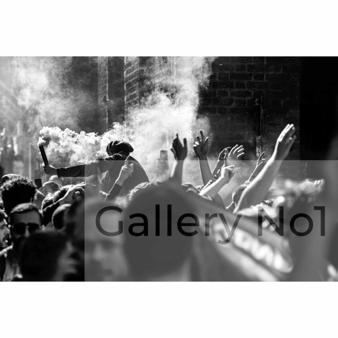 Find street photography of crowds with flares for sale