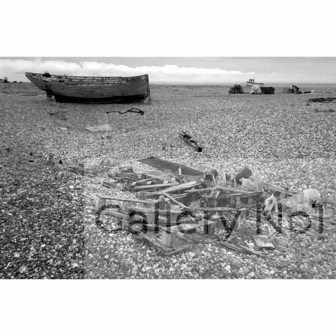 Find photograph showing debris on Dungeness beach