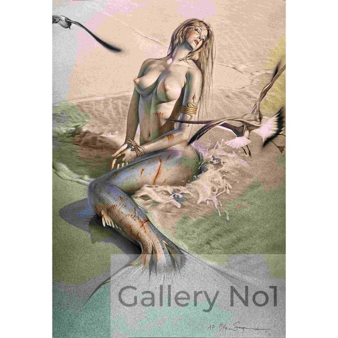 Find a mermaid and birds print by Hajime Sorayama for sale