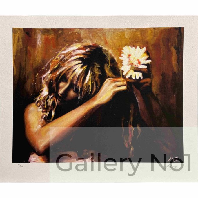 Find an art print by Lee Jones of a girl with a flower in her hand