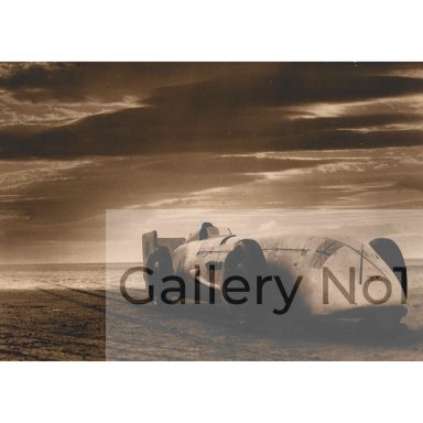 Find photograph of Jack Field attempting land speed record in Silver Bullet