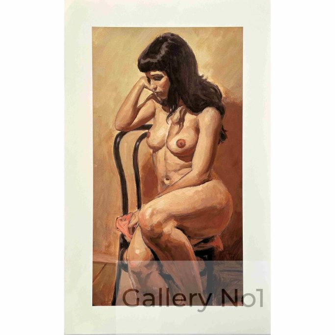 Look for art print of naked woman sitting on a chair for sale